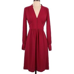 NWT Bustier Baby-Doll, Tiered, Mini Dress, Red, XS, Long-Sleeve